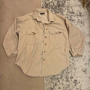 Missguided Cream Corduroy Oversize Jacket Size 10 Tall